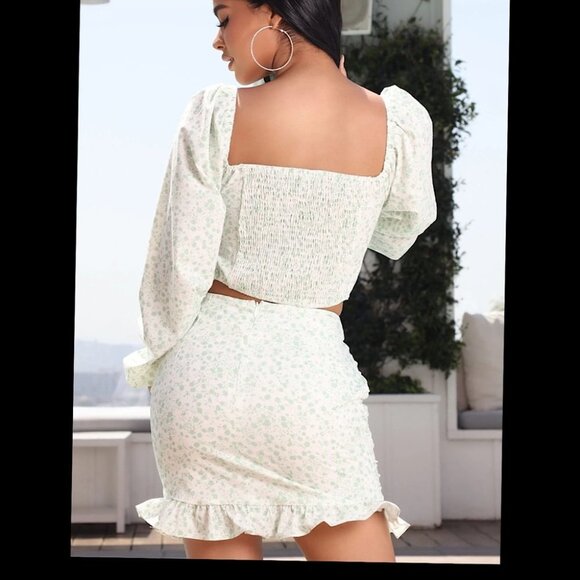 Fashion Nova Carmen Floral Mini Skirt Set - Mint/combo - Picture 4 of 14